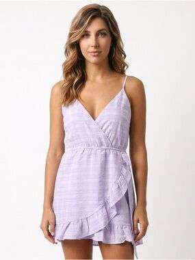 LOVE FATE DESTINY LFD | Lavender Ruffle Wrap Romper Women’s Size Medium NEW!!